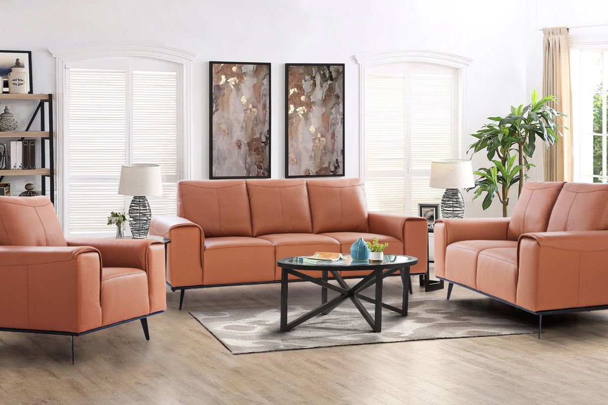 Mississippi — Terracotta leather suite by Home Zone
